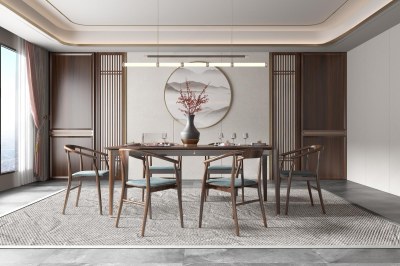 新中式餐厅3D模型下载